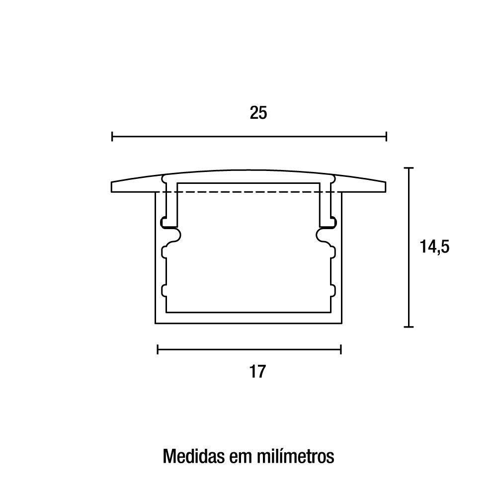 Perfil Embutir 25x14mm 2m - Branco