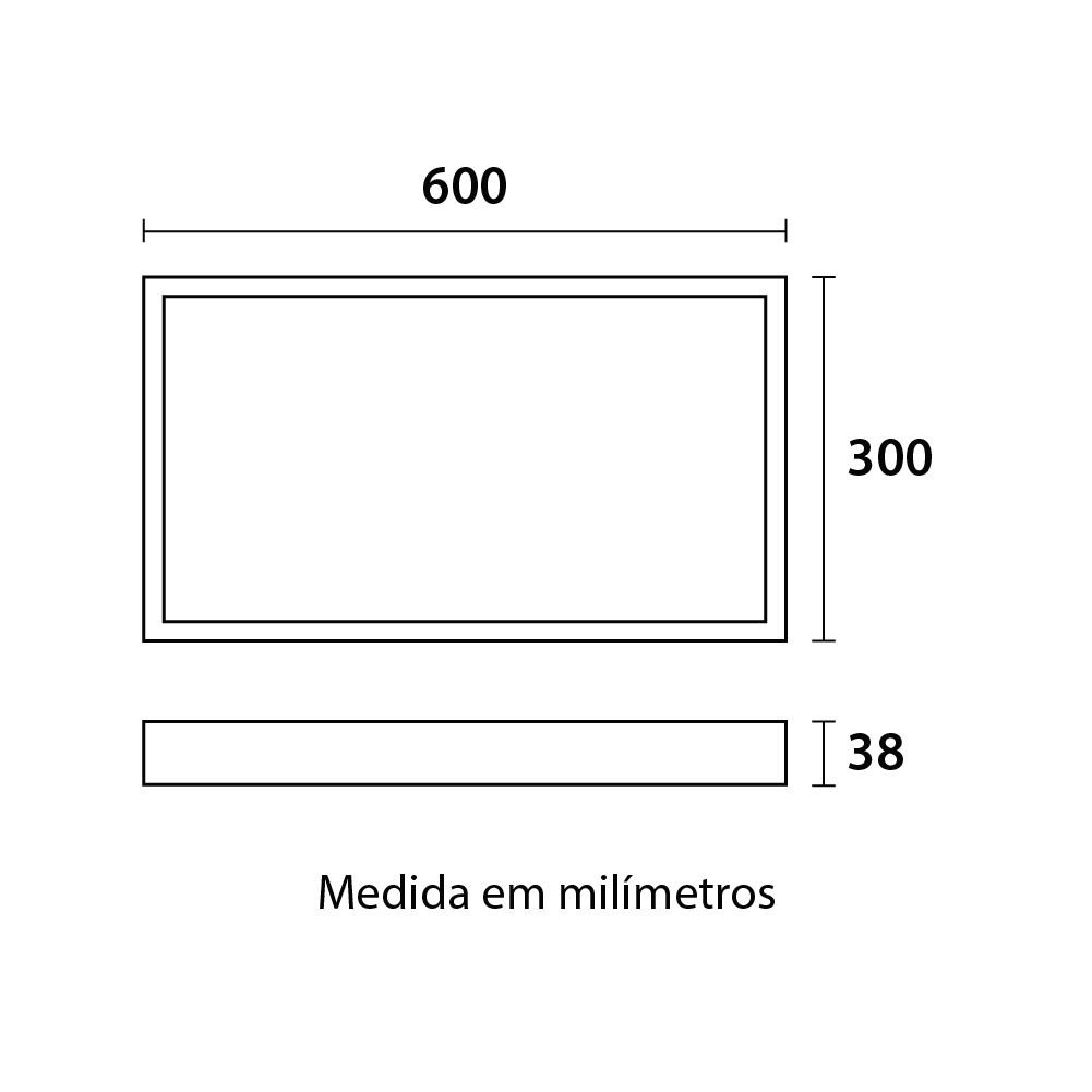 Painel Backlight LED Sobrepor Retangular Alumínio 30w - Branco