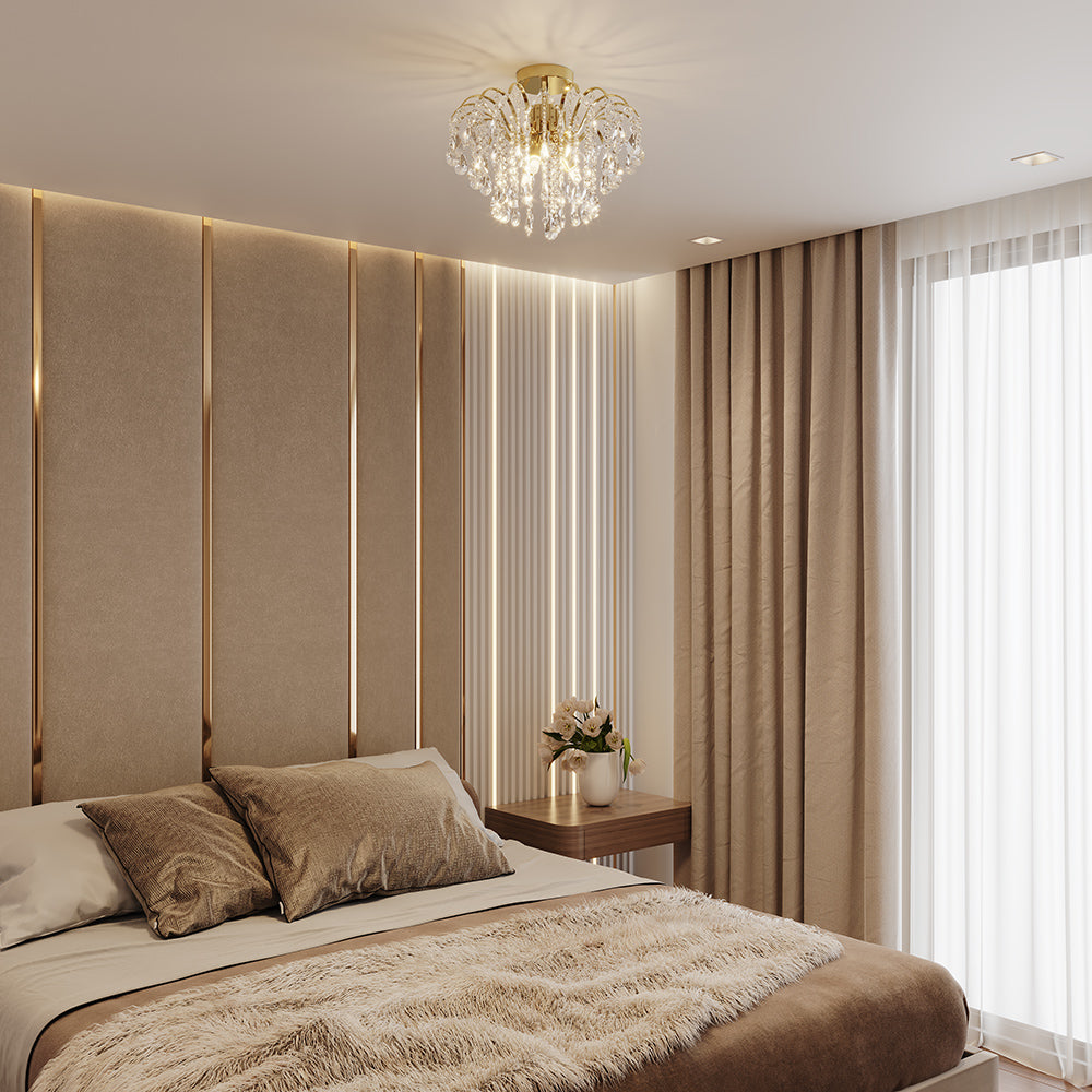 Plafon Cristal Amarílis - Dourado