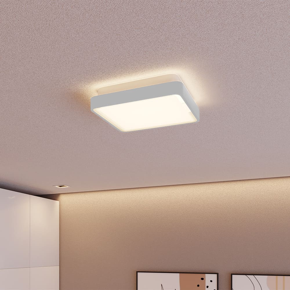Plafon Round LED Quadrado 280mm Liso Branco 18W - Bivolt Temperatura Ajustável