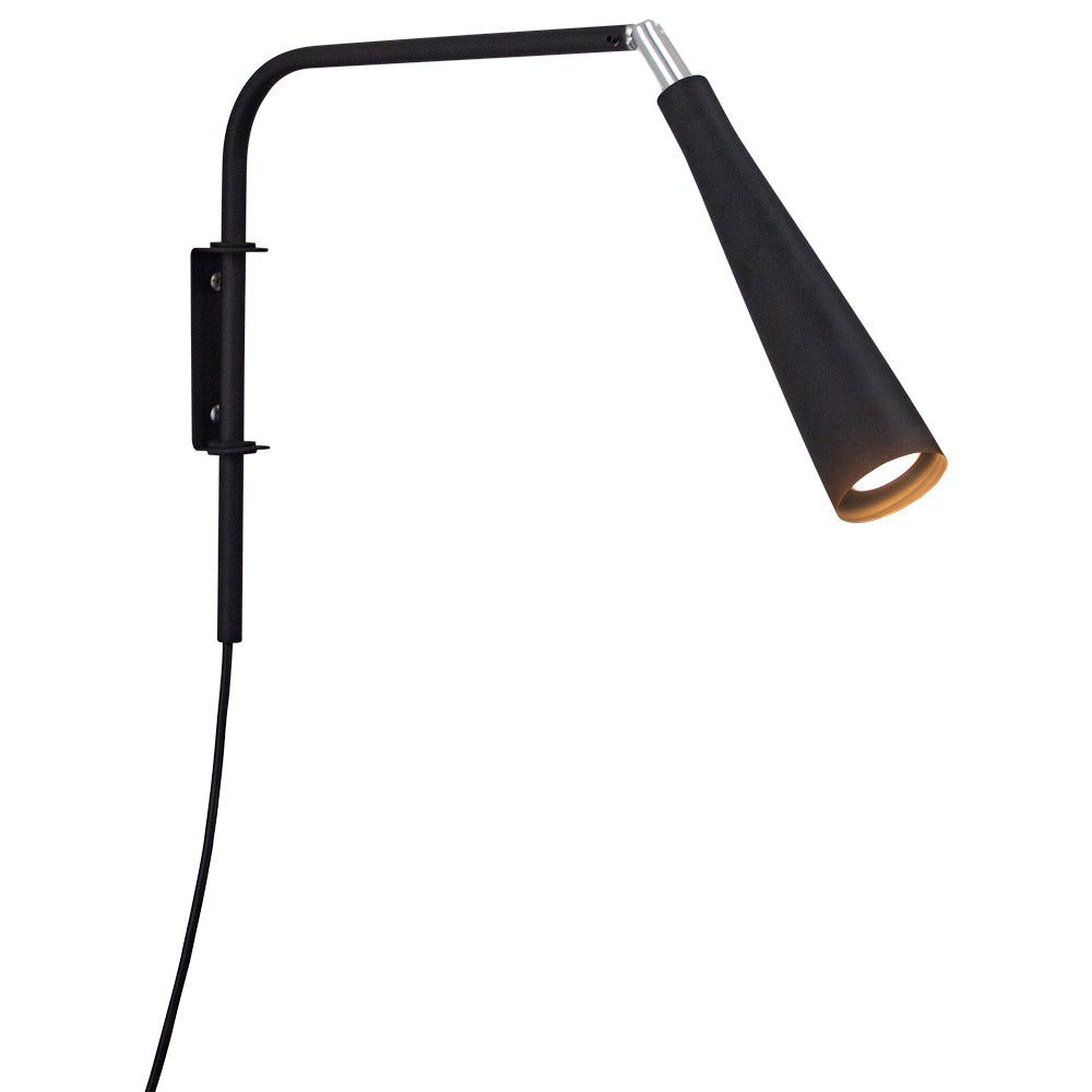 Arandela de Leitura Tube com Plug e Interruptor - Preto
