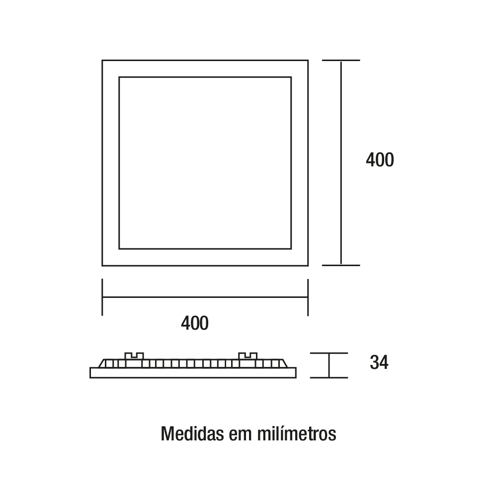 Painel Backlight LED Embutir Quadrado Alumínio 32W - Branco