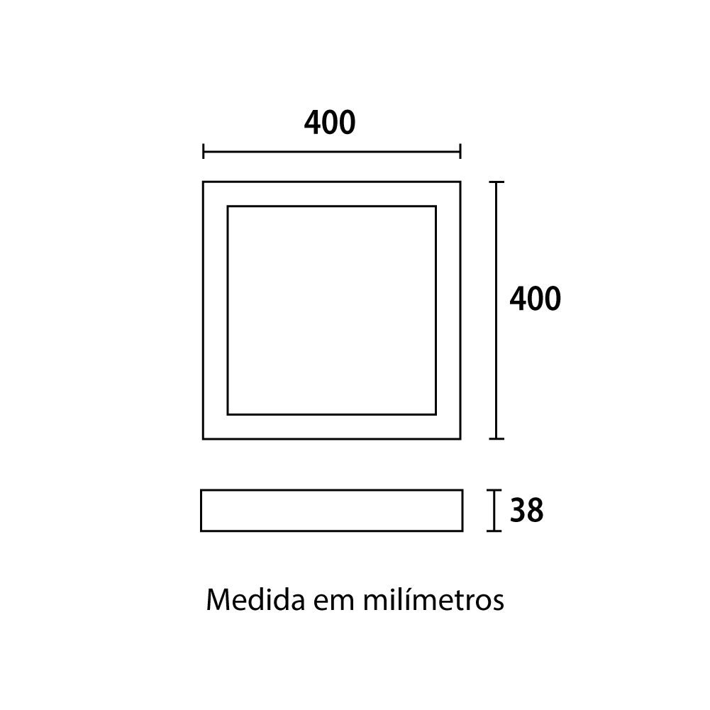 Painel LED Sobrepor Quadrado 32W - Preto
