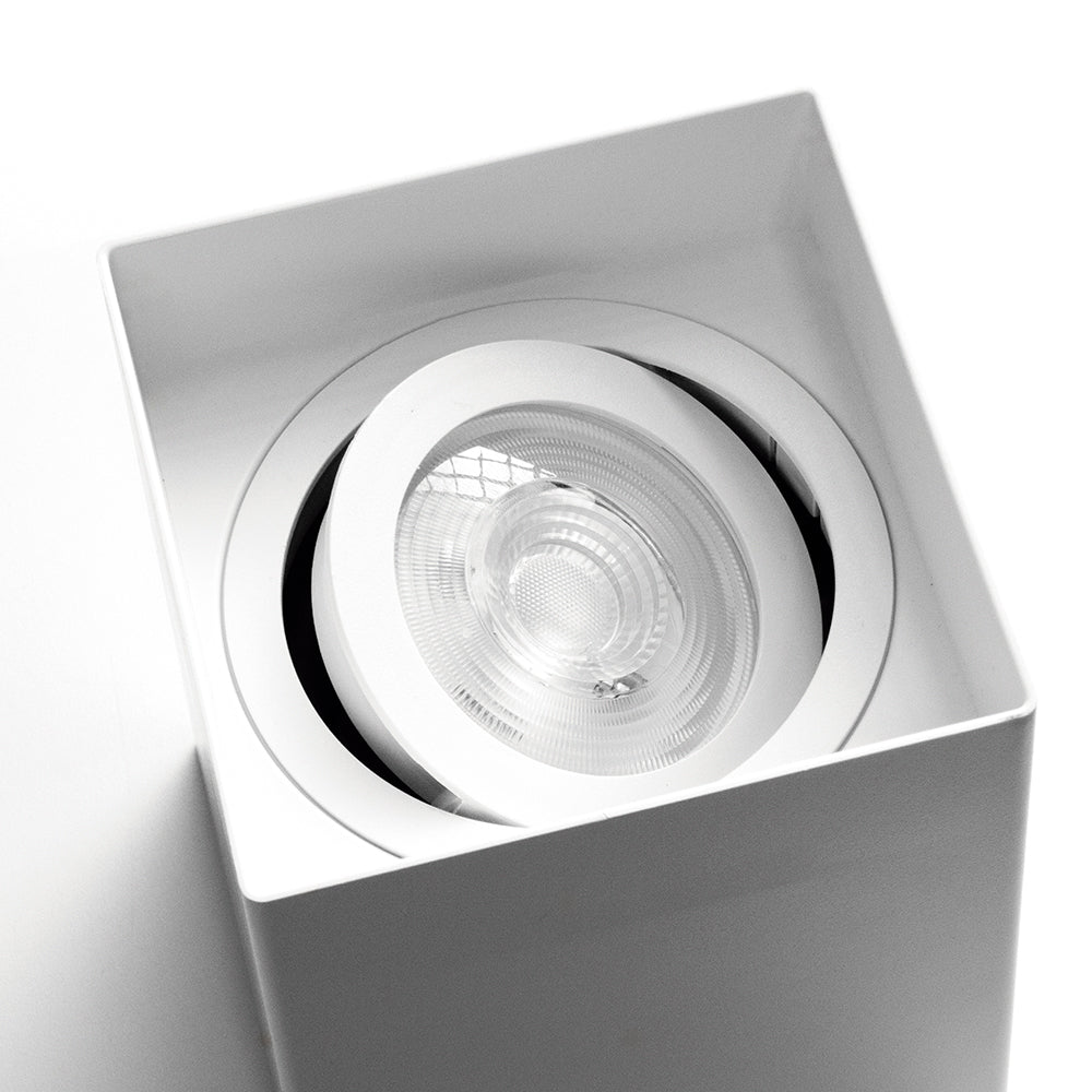 Spot Clean Sobrepor PAR20 Quadrado Branco 1xE27