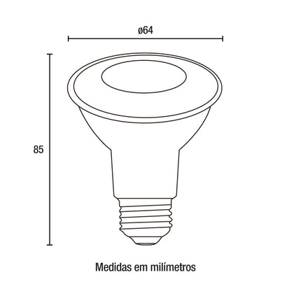 Lâmpada LED PAR20 6W 24 510LM 3000K E27  IP65