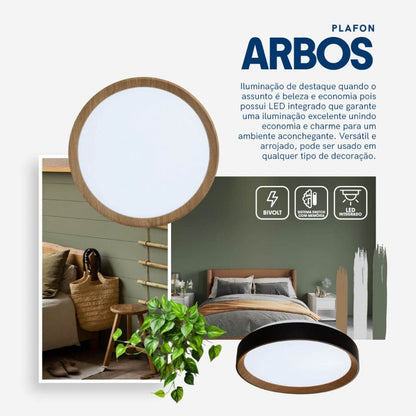 Plafon LED Arbos 24W Bivolt Temperatura Ajustável