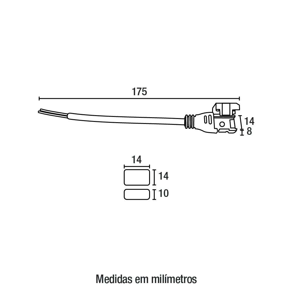 Kit 10 Cabos de Instalação e 10 Terminais de Proteção para Fita LED Direta IP65