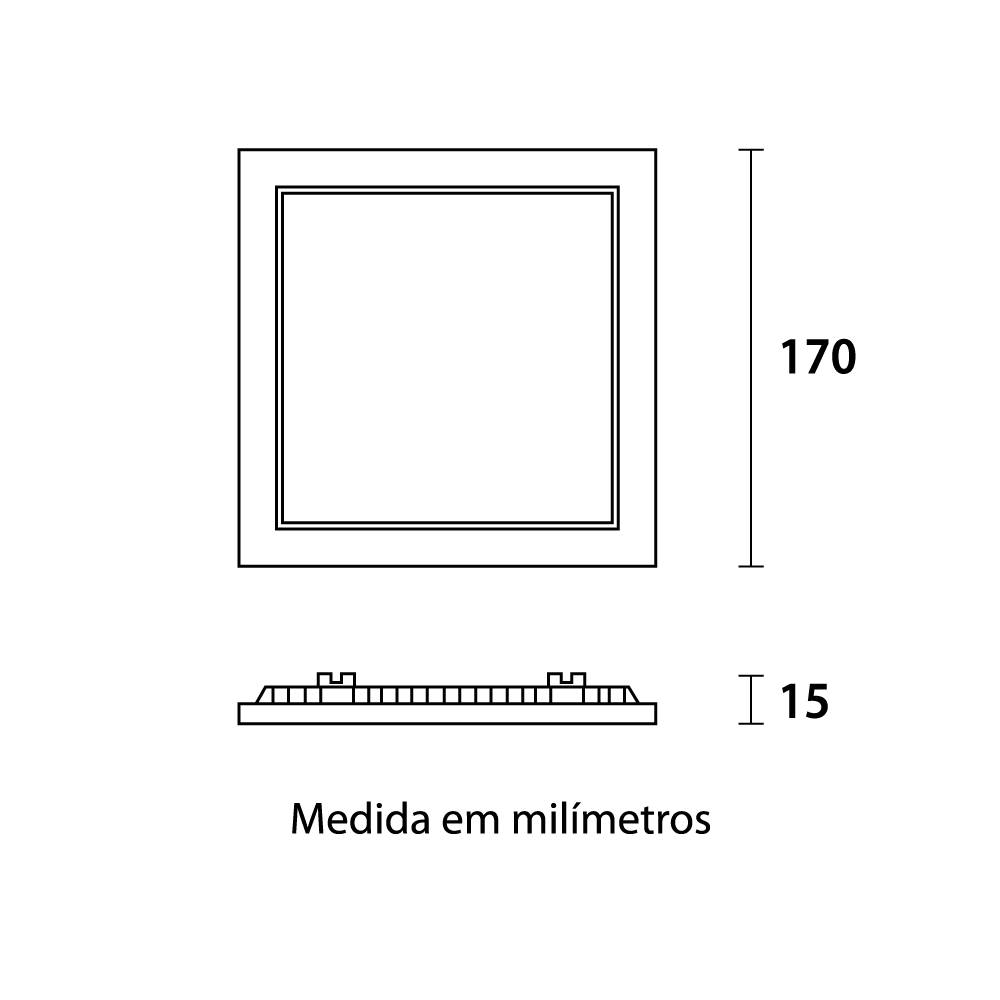 Painel LED TECH Slim Quadrado Embutir 12W 3.000K - Branco