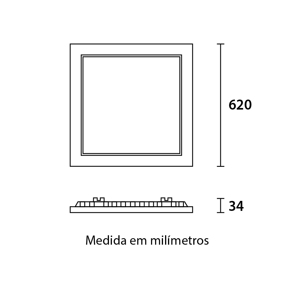 Painel Backlight LED Embutir Quadrado Alumínio 45W