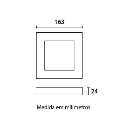 Painel LED TECH Slim Quadrado Sobrepor 12W