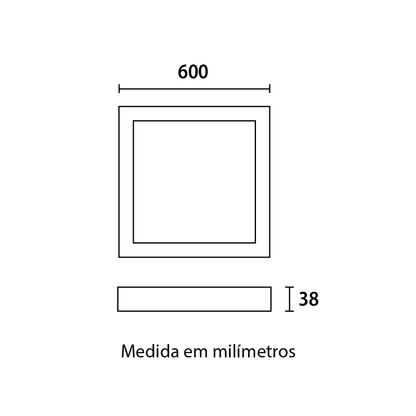 Painel Backlight LED Sobrepor Quadrado Alumínio 45W - Branco