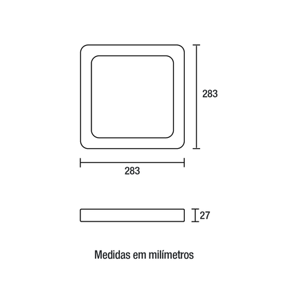 Painel LED Play ABS Sobrepor Quadrado 24W Bivolt - Branco
