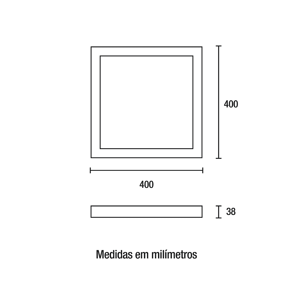 Painel Backlight LED 4.100K Sobrepor Quadrado Alumínio 32W