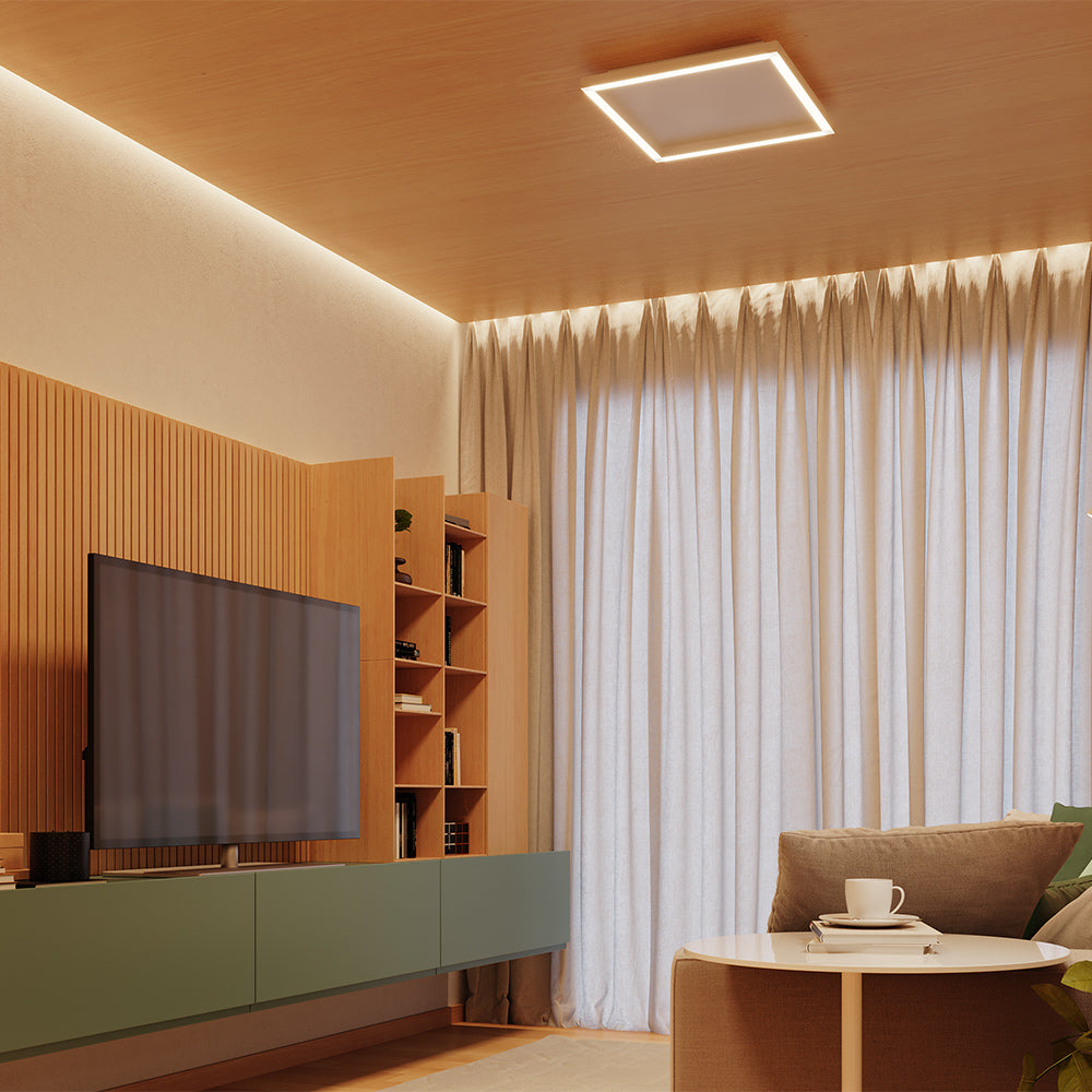 Plafon Square LED Alumínio 430mm Bivolt 15W 2.700K - Branco Fosco