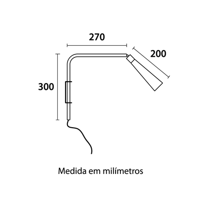 Arandela de Leitura Tube com Plug e Interruptor - Preto
