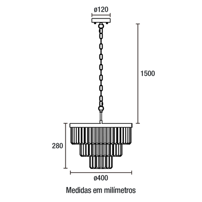 Lustre Cristal Apolo 200W Bivolt - Dourado