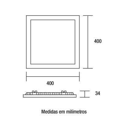 Painel Backlight LED Embutir Quadrado Alumínio 32W - Branco