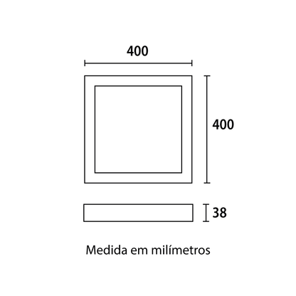 Painel LED Sobrepor Quadrado 32W - Preto