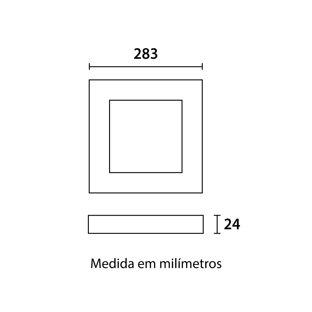 Painel LED TECH Slim Quadrado Sobrepor 24W