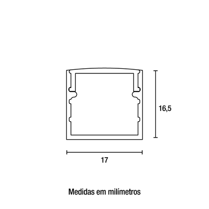 Perfil Line Individual Sobrepor 17mm 1m